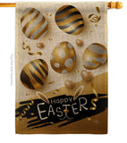 Golden Eggs Party - Easter Spring Vertical Impressions Decorative Flags HG103078 Made In USA