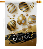 Golden Eggs Party - Easter Spring Vertical Impressions Decorative Flags HG103078 Made In USA