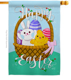 Happy Easter Basket - Easter Spring Vertical Impressions Decorative Flags HG137155 Made In USA