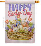 Bunnies Basket - Easter Spring Vertical Impressions Decorative Flags HG137439 Made In USA