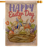 Bunnies Basket - Easter Spring Vertical Impressions Decorative Flags HG137439 Made In USA