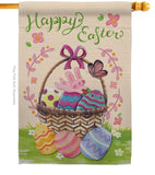 Happy Easter Colourful Basket Eggs - Easter Spring Vertical Impressions Decorative Flags HG192018 Made In USA