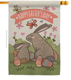 Happy Easter's Day with Colourful Bunny Eggs - Easter Spring Vertical Impressions Decorative Flags HG192020 Made In USA