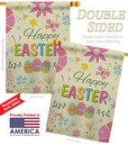 Happy Easter Colourful Flowers - Easter Spring Vertical Impressions Decorative Flags HG192021 Made In USA