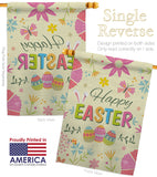 Happy Easter Colourful Flowers - Easter Spring Vertical Impressions Decorative Flags HG192021 Made In USA