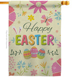 Happy Easter Colourful Flowers - Easter Spring Vertical Impressions Decorative Flags HG192021 Made In USA