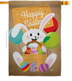 Colourful Happy Easter Egg with Bunny - Easter Spring Vertical Impressions Decorative Flags HG192024 Made In USA