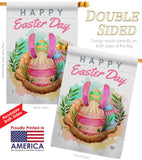 Happy Bunny Eggs - Easter Spring Vertical Impressions Decorative Flags HG192349 Made In USA