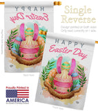 Happy Bunny Eggs - Easter Spring Vertical Impressions Decorative Flags HG192349 Made In USA