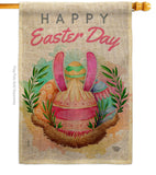 Happy Bunny Eggs - Easter Spring Vertical Impressions Decorative Flags HG192349 Made In USA