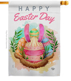 Happy Bunny Eggs - Easter Spring Vertical Impressions Decorative Flags HG192349 Made In USA