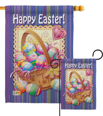 Easter Basket - Easter Spring Vertical Impressions Decorative Flags HG103040 Made In USA