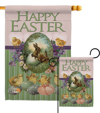 Bunny with Chicks - Easter Spring Vertical Impressions Decorative Flags HG103053 Made In USA