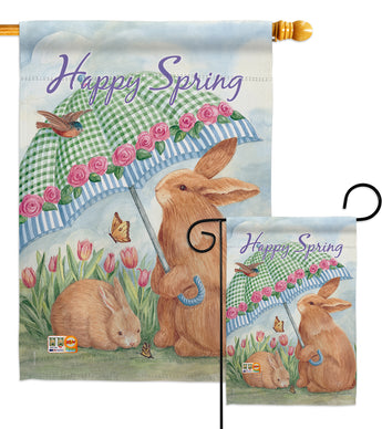 Bunnies With Umbrella - Easter Spring Vertical Impressions Decorative Flags HG103060 Made In USA