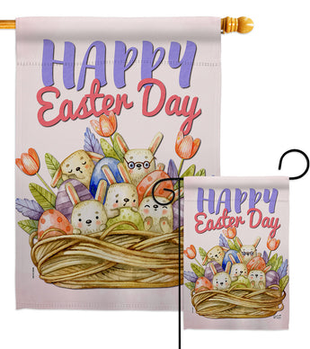 Bunnies Basket - Easter Spring Vertical Impressions Decorative Flags HG137439 Made In USA
