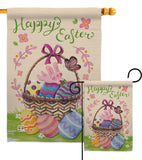 Happy Easter Colourful Basket Eggs - Easter Spring Vertical Impressions Decorative Flags HG192018 Made In USA