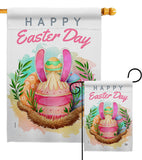 Happy Bunny Eggs - Easter Spring Vertical Impressions Decorative Flags HG192349 Made In USA