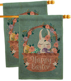 Bunny in Basket - Easter Spring Vertical Impressions Decorative Flags HG190060 Made In USA