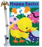 Easter Chick - Easter Spring Vertical Applique Decorative Flags HG103035