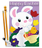 Easter Bunny - Easter Spring Vertical Applique Decorative Flags HG103038