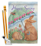 Bunnies With Umbrella - Easter Spring Vertical Impressions Decorative Flags HG103060 Made In USA