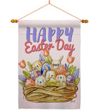 Bunnies Basket - Easter Spring Vertical Impressions Decorative Flags HG137439 Made In USA