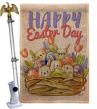 Bunnies Basket - Easter Spring Vertical Impressions Decorative Flags HG137439 Made In USA