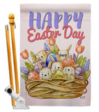 Bunnies Basket - Easter Spring Vertical Impressions Decorative Flags HG137439 Made In USA