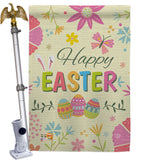 Happy Easter Colourful Flowers - Easter Spring Vertical Impressions Decorative Flags HG192021 Made In USA