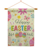 Happy Easter Colourful Flowers - Easter Spring Vertical Impressions Decorative Flags HG192021 Made In USA