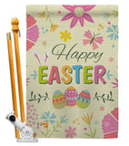 Happy Easter Colourful Flowers - Easter Spring Vertical Impressions Decorative Flags HG192021 Made In USA