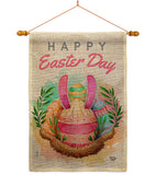 Happy Bunny Eggs - Easter Spring Vertical Impressions Decorative Flags HG192349 Made In USA