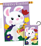 Easter Bunny - Easter Spring Vertical Applique Decorative Flags HG103038