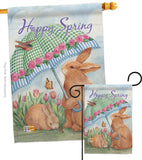 Bunnies With Umbrella - Easter Spring Vertical Impressions Decorative Flags HG103060 Made In USA