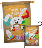 Colourful Happy Easter Egg with Bunny - Easter Spring Vertical Impressions Decorative Flags HG192024 Made In USA