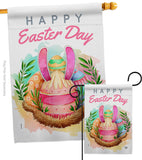 Happy Bunny Eggs - Easter Spring Vertical Impressions Decorative Flags HG192349 Made In USA