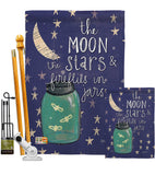 Moon Stars Fireflies Jars - Expression Inspirational Vertical Impressions Decorative Flags HG115124 Made In USA