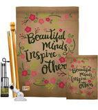 Beautiful Minds Inspire Others - Expression Inspirational Vertical Impressions Decorative Flags HG191097 Made In USA