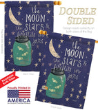 Moon Stars Fireflies Jars - Expression Inspirational Vertical Impressions Decorative Flags HG115124 Made In USA