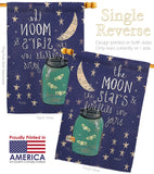 Moon Stars Fireflies Jars - Expression Inspirational Vertical Impressions Decorative Flags HG115124 Made In USA