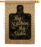 My Kitchen My Rules - Expression Inspirational Vertical Impressions Decorative Flags HG137273 Made In USA