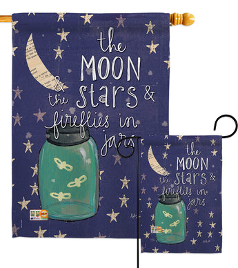 Moon Stars Fireflies Jars - Expression Inspirational Vertical Impressions Decorative Flags HG115124 Made In USA