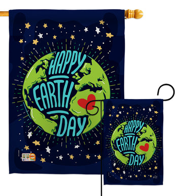 Happy Earth Day - Expression Inspirational Vertical Impressions Decorative Flags HG137176 Made In USA