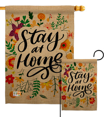 Stay At Home - Expression Inspirational Vertical Impressions Decorative Flags HG137197 Made In USA