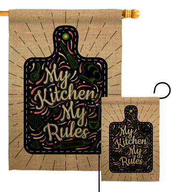 My Kitchen My Rules - Expression Inspirational Vertical Impressions Decorative Flags HG137273 Made In USA