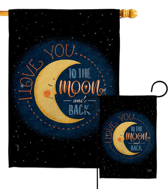 Moon and Back - Expression Inspirational Vertical Impressions Decorative Flags HG137464 Made In USA