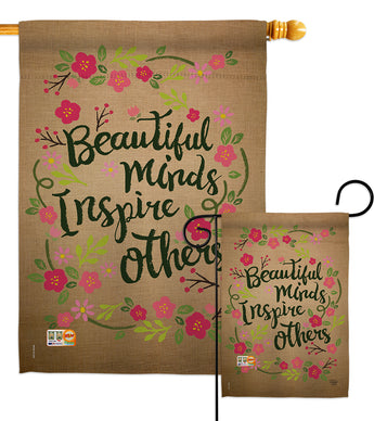 Beautiful Minds Inspire Others - Expression Inspirational Vertical Impressions Decorative Flags HG191097 Made In USA