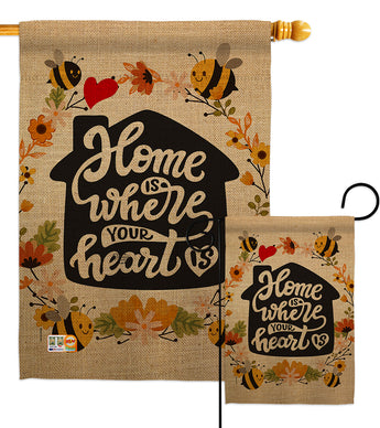 Home is Where Your Heart - Expression Inspirational Vertical Impressions Decorative Flags HG192202 Printed In USA