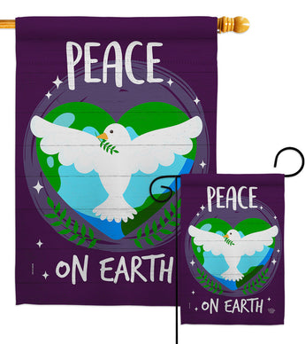 Peace on Earth - Expression Inspirational Vertical Impressions Decorative Flags HG192366 Made In USA