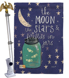 Moon Stars Fireflies Jars - Expression Inspirational Vertical Impressions Decorative Flags HG115124 Made In USA